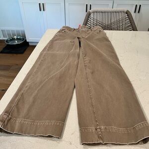 Spanx dark tan stretch cropped twill pants worn once